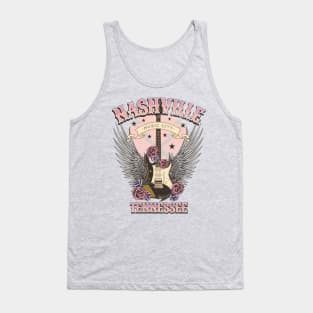 Vintage Nashville Tennessee Guitar and Roses Country Music City Beige Tank Top